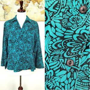 Tianello 90s turquoise button down blouse - excellent condition